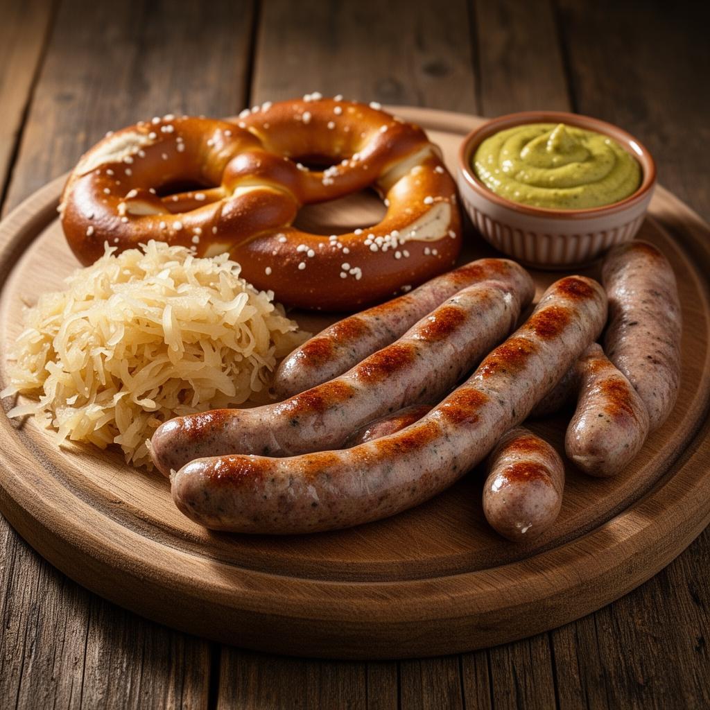 Wurstplatte mit Brezel
